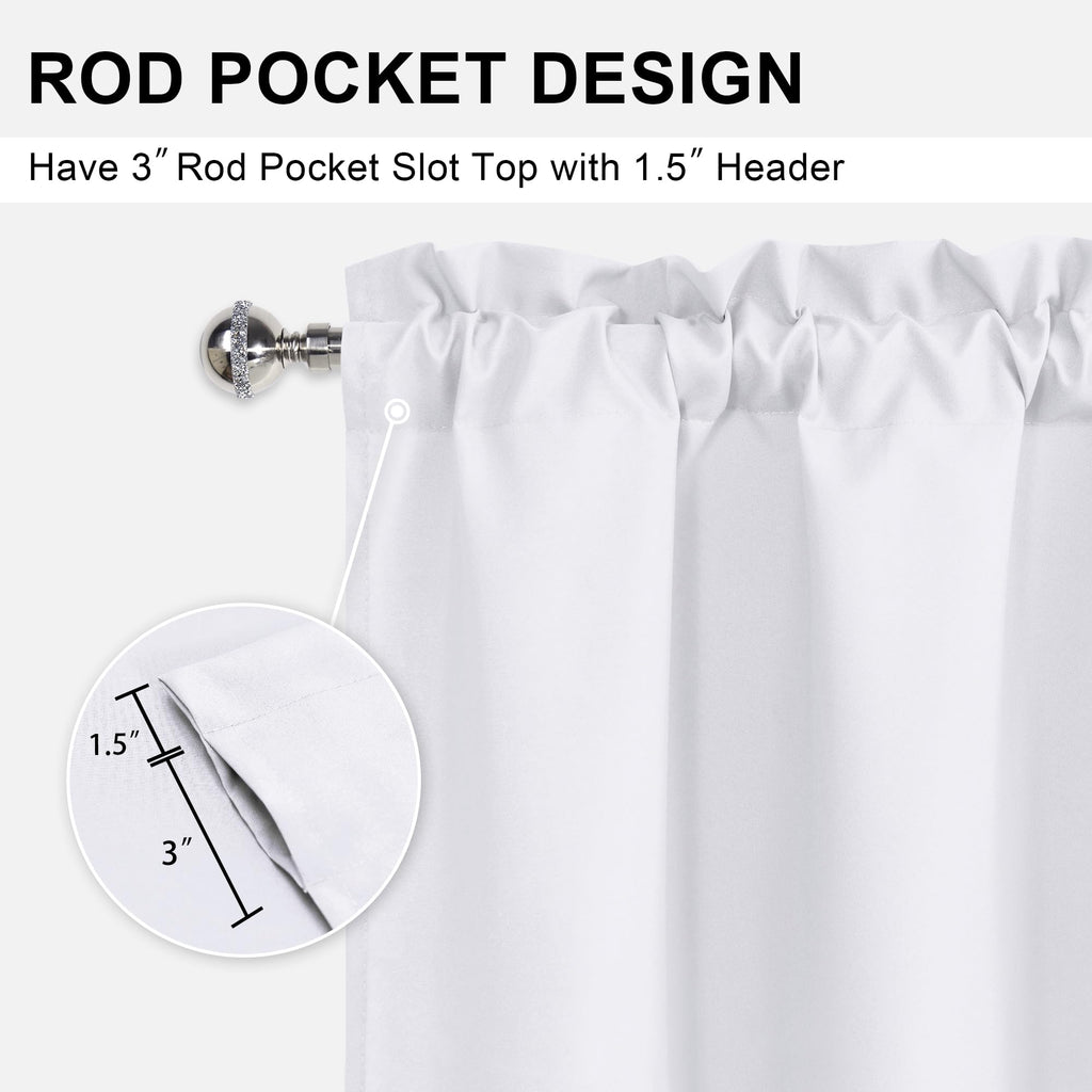 Dwcn White Valance Curtains For Living Room, Kitchen Valance Solid Short Topper, Rod Pocket Bathroom/Basement Curtain For Window
