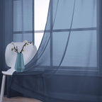 Koufall Sheer Curtains 90 Inches Long,Grommet 90 Inch Curtains Length 2 Panels Set,Navy Blue