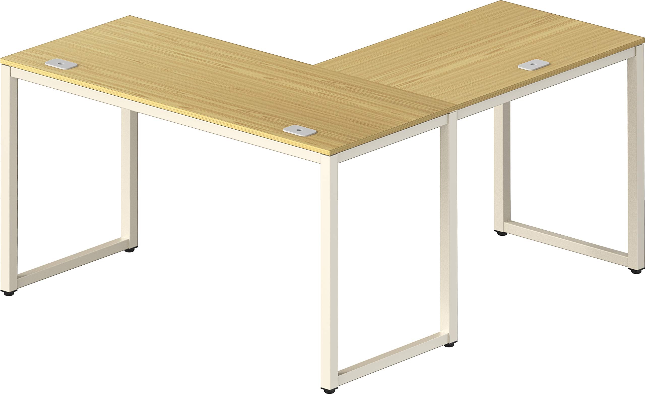 Shw Home Office 55'X60' Large L Shaped Corner Desk, Oak