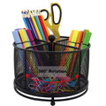 Flytreal Pen Holder For Desk, 360 Rotating Mesh Pencil Organizer Marker Storage Caddy, Black Large Capacity Desktop Stationery O