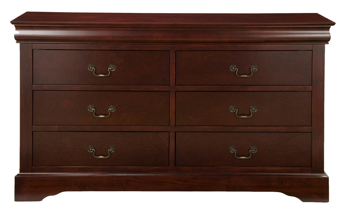 Alpine Furniture Louis Philippe Ii 6 Drawer Dresser, Cherry