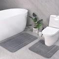 LOCHAS Bathroom Rug Set Light Grey, Soft Bath Rug Set 2 Piece Set, Toilet Mat U-Shaped 20x20 and 34x20 Bathroom Rugs, Quickly Dr