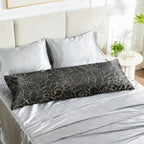 Exq Home Satin Body Pillowcase For Hair And Skin- Rose On Black Silk Long Pillowcase 20X54 Inches - Satin Pillow Cases With Enve