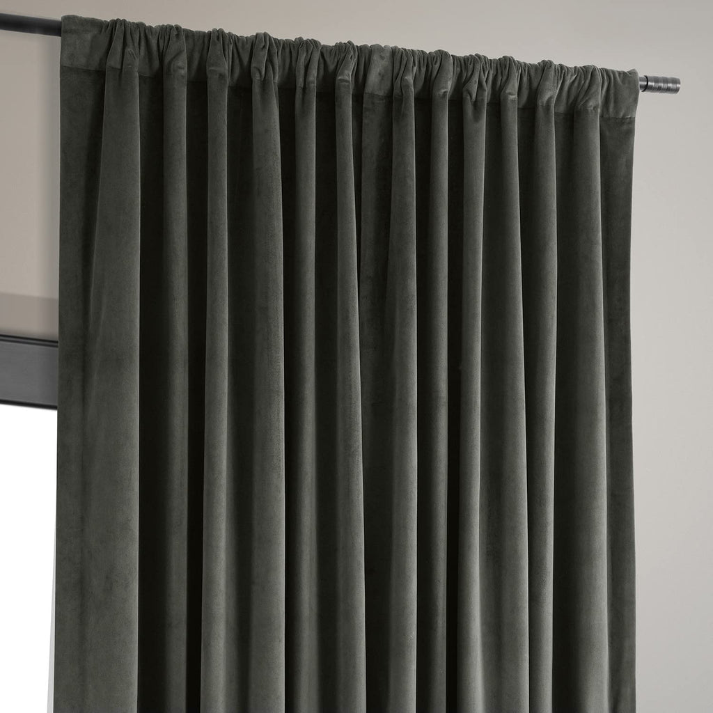 Hpd Half Price Drapes Signature Velvet Thermal Blackout Curtains For Living Room 96 Inch Long (1 Panel) Rod Pocket Insulated Blackout Curtains For Bedroom Window Curtains, 100W X 96L, Gunmetal Grey