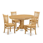 East West Furniture AVVA5-OAK-W 5 Piece Dinette Set for 4 Includes an Oval Dining Table with Butterfly Leaf and 4 Dining Room Chairs, 42x60 Inch, Oak