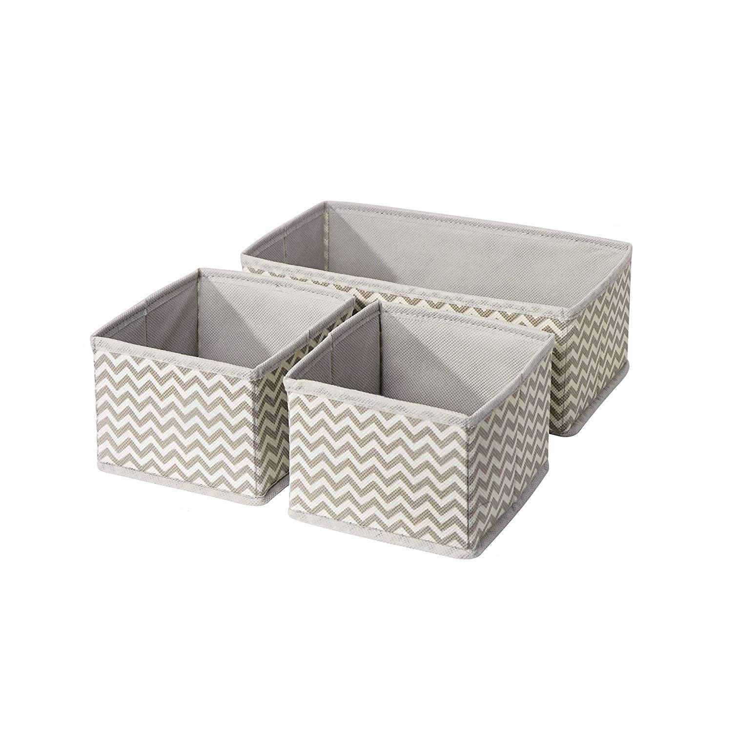 Skyfun (Label) Square Foldable Drawer Organizer Dresser Divider [Wave Grey, Set Of 3]