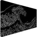 Japanese Sea Wave Mouse Pad For Gaming, Large Mouse Pad Extended (31.5X 15.75 Inch) Non-Slip Rubber Base & Stitched Edge For Com