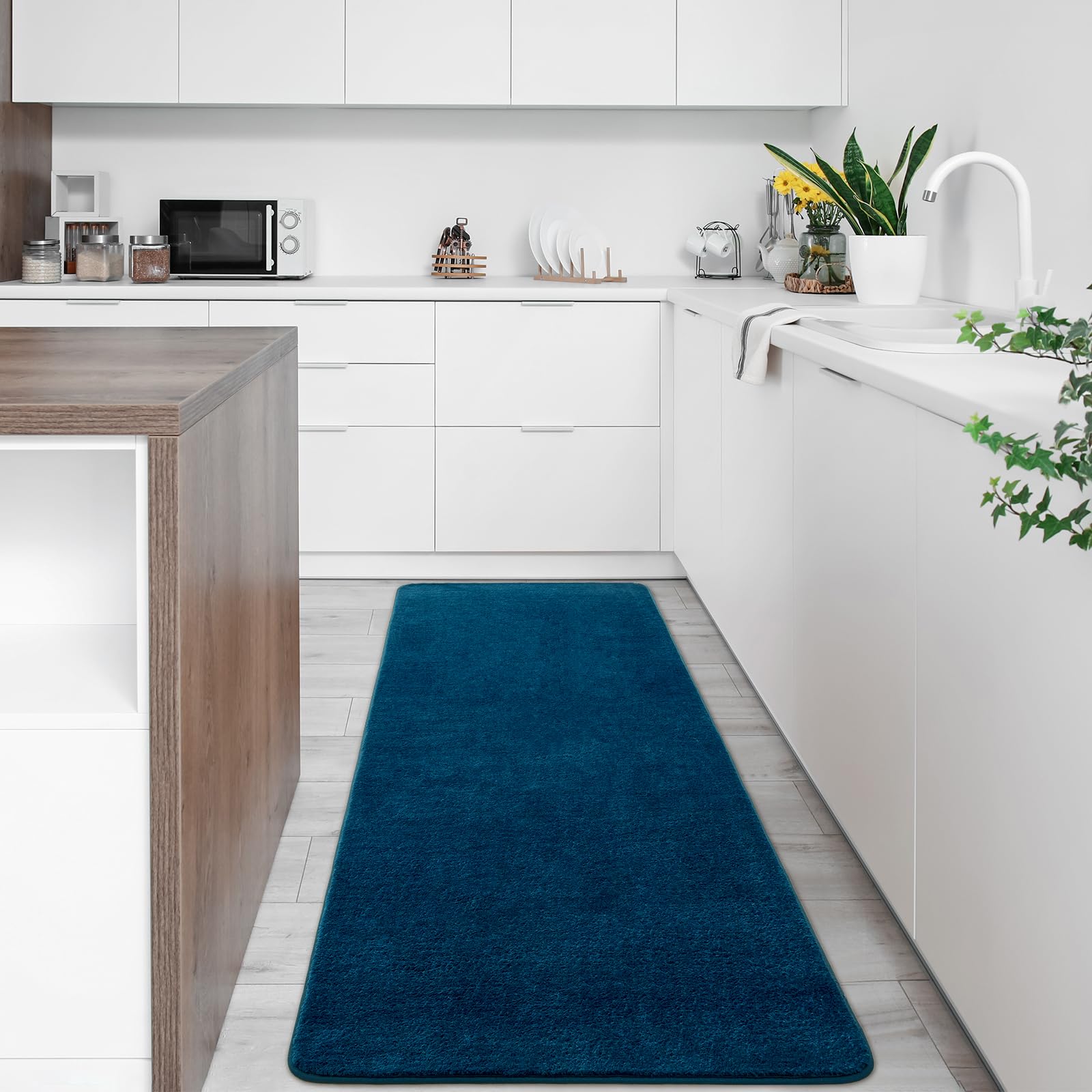 Softlife Washable Runner Rug For Bedroom Living Room Rug, 2X6 Navy Blue Soft Fluffy Hallway Runner Rug, Non-Slip Indoor Carpet F