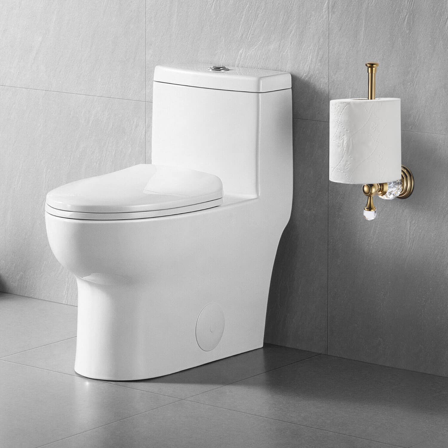 Bathsir Crystal Toilet Paper Holder, Gold Toilet Roll Holder Modern Bathroom Accessories Zinc Alloy Tissue Hanger Wall Mounted