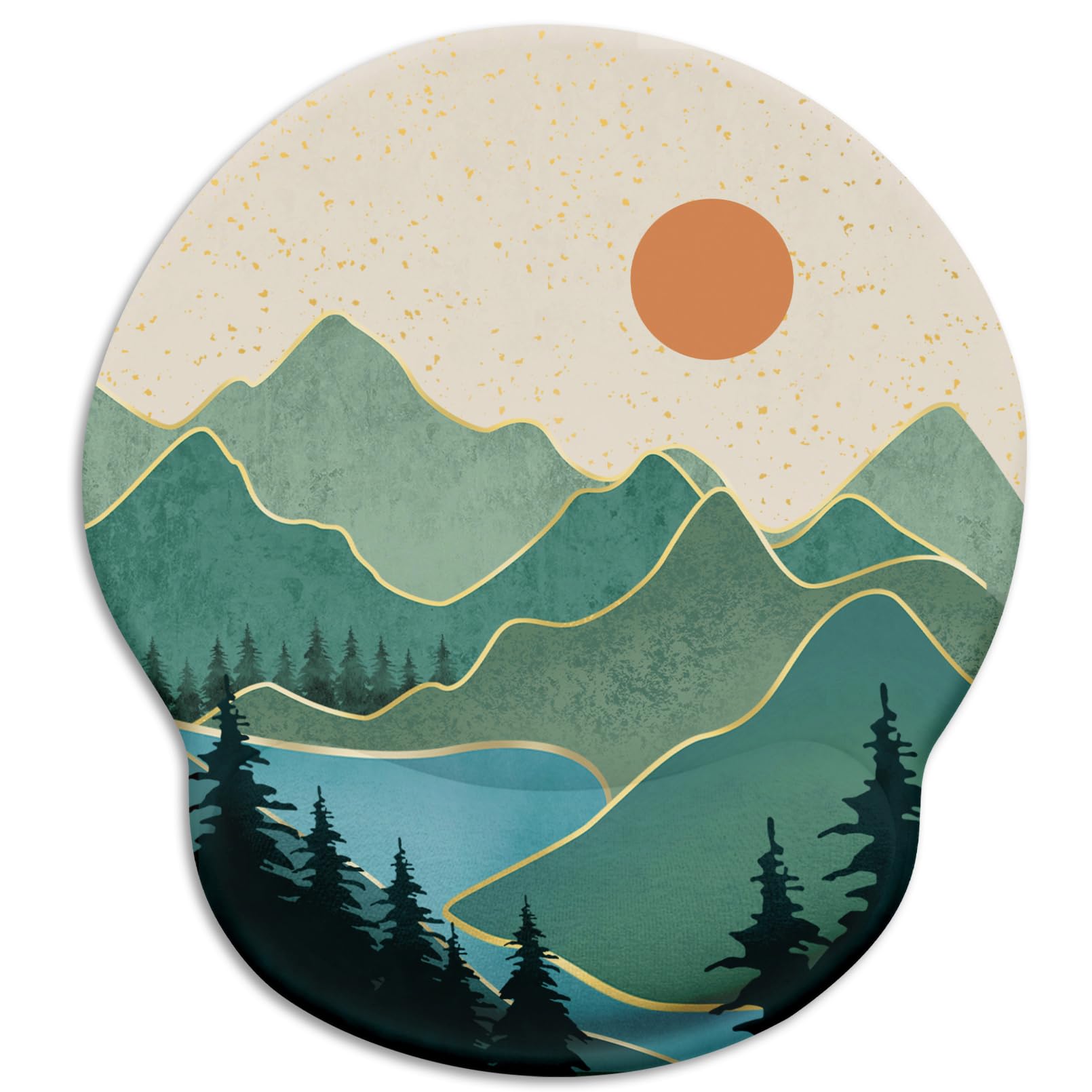 Limkrian Ergonomic Mouse Pad With Wrist Rest, Sunrise Mountain Mouse Pad Gaming Mousepad With Non-Slip Pain Relief Pu Base, Funn