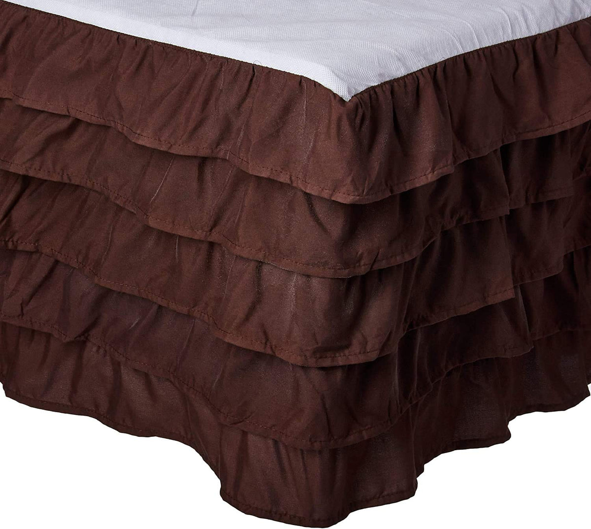 Elegant Comfort Luxurious Premium Quality 1500 Premier Wrinkle And Fade Resistant Hotel Quality Microfiber Multi-Ruffle Bed Skirt - 15Inch Drop, Twin, Chocolate Brown