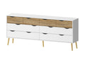 Diana 8 Drawer Double Dresser, White/Oak Structure