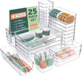 Eryxreon 25 Pcs Plastic Drawer Organizer Set, 4 Sizes Desk Drawer Divider Organizers And Storage Bins For Makeup, Jewelry, Gadge