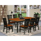 East West Furniture DOWE9-BCH-W 9 PC Kitchen Tables and Chair Set with 1 Dover Table and 8 Chairs in a Black and Cherry Finish