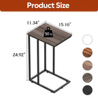 Wlive Small Side Table, C Shaped End Table For Couch, Sofa And Bed, Tv Tray Table That Slides Under For Living Room, Bedroom, Bedside, Gray And Black