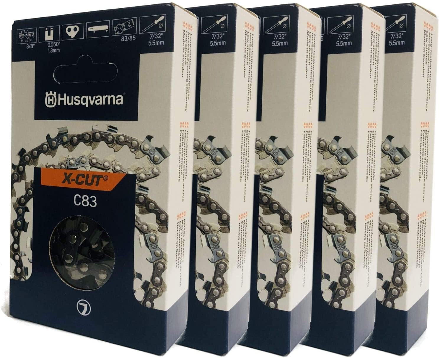 Husqvarna 585550084 24' C83 X-Cut 24' Chain 3/8' .050' 84 Dl 5 Pack