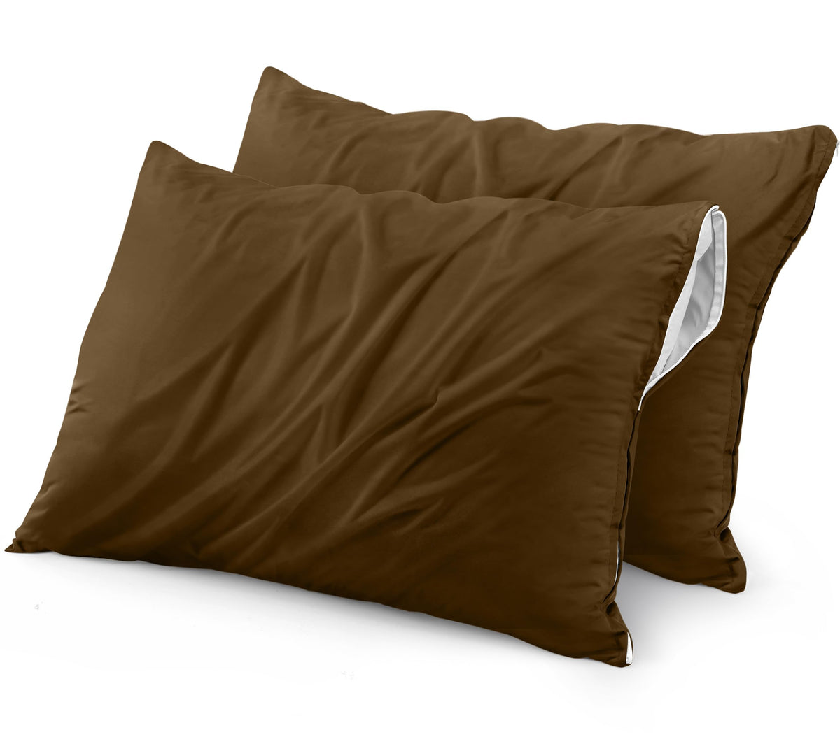 Utopia Bedding Waterproof Pillow Protectors Zippered (2 Pack, Mocha) Standard Size, Zippered Pillowcases, Bed Bug Proof Pillow E