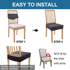 Smiry Waterproof Seat Covers For Dining Room Chairs Set Of 2, Stretch Jacquard Removable Washable Chair Seat Slipcovers Protector, No Rear Covers, Dark Grey