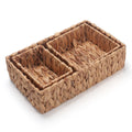 Water Hyacinth Rectangular Storage Basket for Organizing Natural Wicker Baskets for Shelves Pantry Bathroom Set of 3