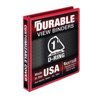 Samsill Durable 1 Inch Binder, Made In The Usa, D Ring Binder, Customizable Clear View Binder, Red, Holds 225 Pages