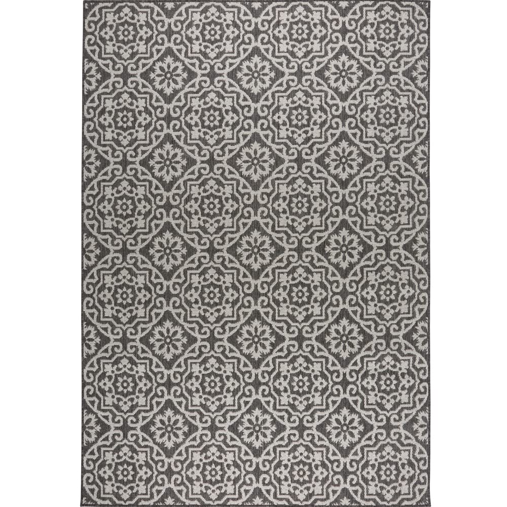 Nicole Miller New York Patio Country Danica Transitional Geometric Indoor/Outdoor Area Rug, Black/Grey, 3'11'X5'2'