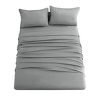 Ghooss 4 Piece Bed Sheet Set With Deep Pocket-Microfiber Bedding Super Soft Sheets-Wrinkle, Fade Free, Stain Resistant-Gray,King