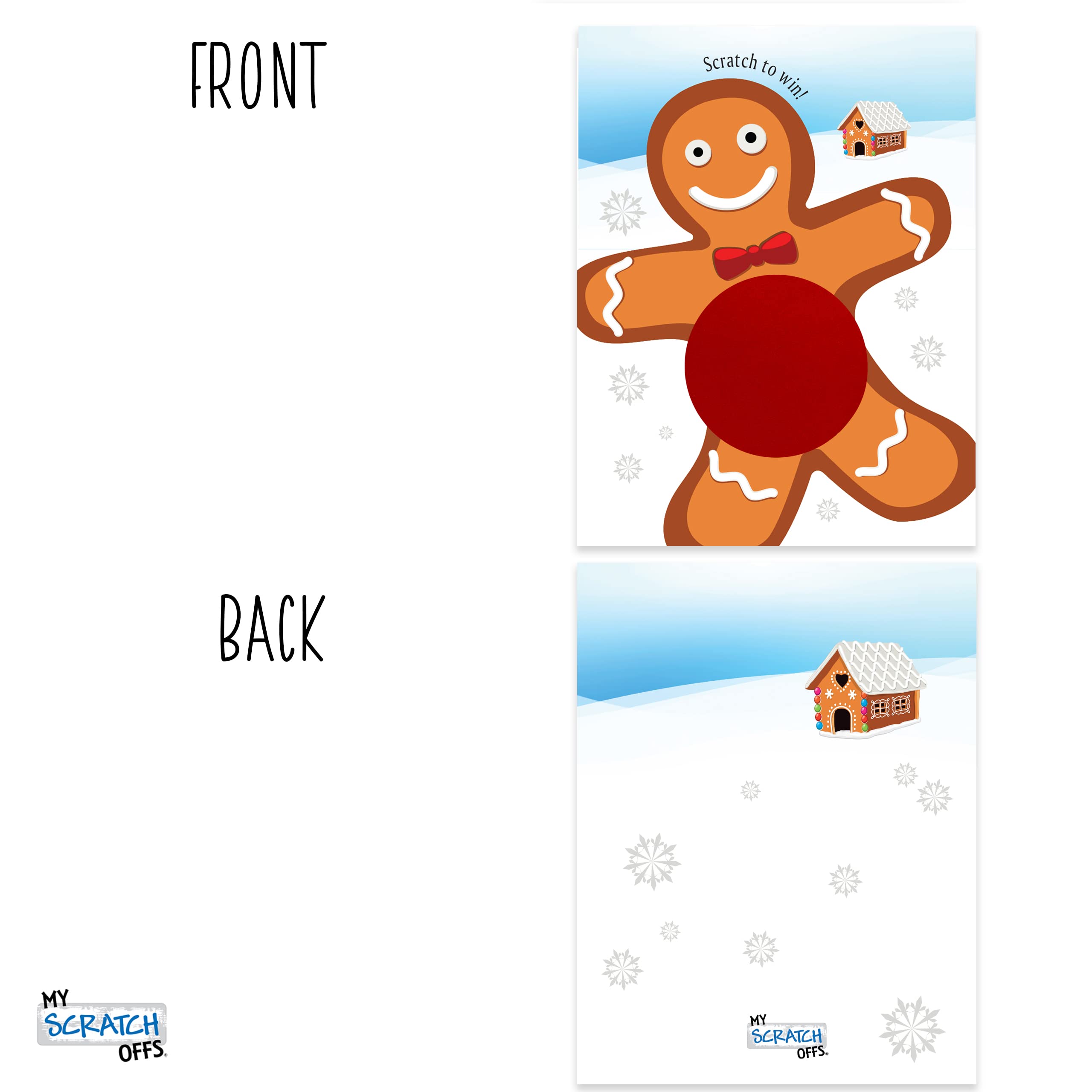 My Scratch Offs - 26 Pack Gingerbread Man Scratch Off Game Cards Tickets For Adult & Family Games, Party Favors, Christmas Coal