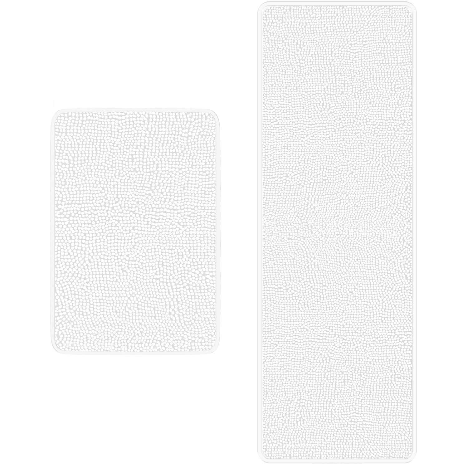 Yeaban White Bathroom Rugs Sets 2 Piece - Thick Chenille Bath Mats | Absorbent and Washable Bath Rug Non-Slip, Plush and Soft Ru