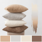 Kevin Textile 4 Packs Neutral Decorative Throw Pillow Covers 18X18 Inch For Living Room Couch Bed Sofa, Rustic Farmhouse Boho Home Decor, Soft Plush Striped Corduroy Square Cushion Case 45X45 Cm