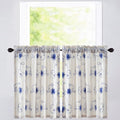 Vogol Tiers Kitchen Curtains 36 Inch Length Small Cafe Curtain Panels For Bathroom Laundry Room Basement Rod Pocket Blue Flower