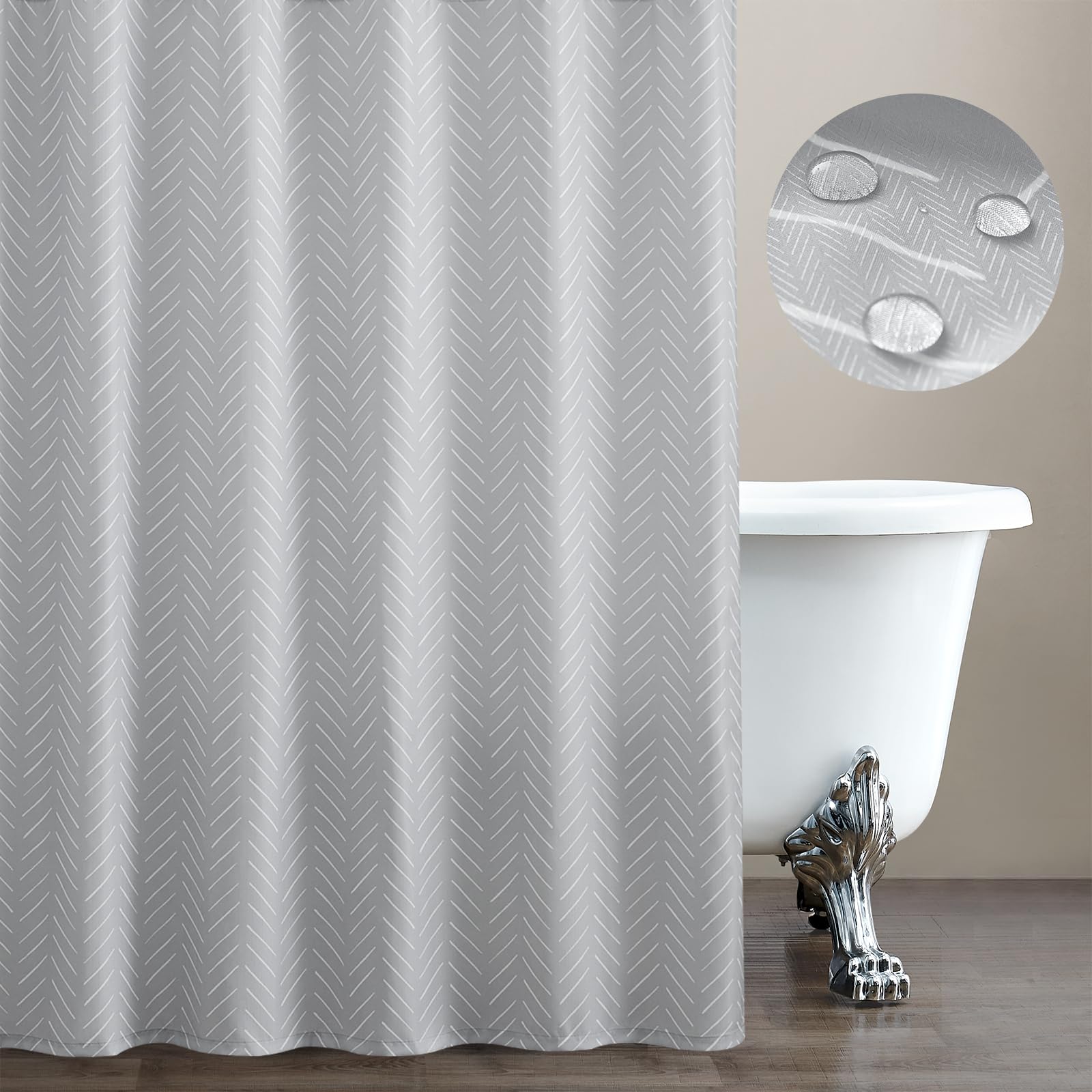 jinchan Grey Shower Curtain Herringbone Fabric Shower Curtain White Zig Zag Chevron White Striped Shower Curtain Gray Zigzag Mod