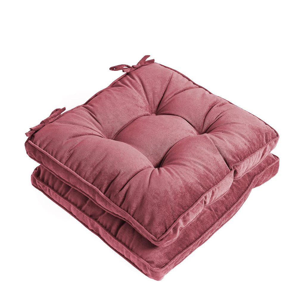 Tiita Chair Pads Cushions 2 Pack, Seat Pillows Pad With Ties, 18X18 Cushions For Indoor/Outdoor Kitchen Dining Chairs, Coral Pin