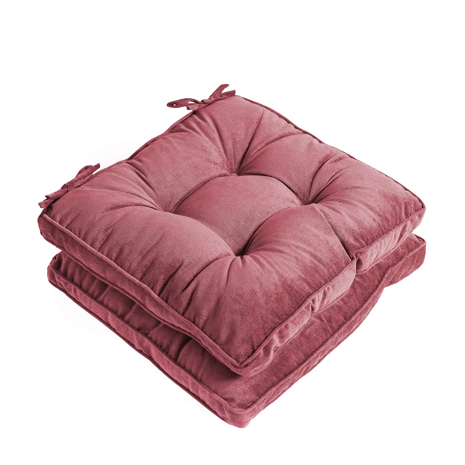 Tiita Chair Pads Cushions 2 Pack, Seat Pillows Pad With Ties, 18X18 Cushions For Indoor/Outdoor Kitchen Dining Chairs, Coral Pin
