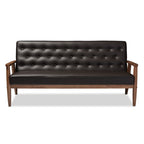Baxton Studio Sorrento Sofas, 3 Seater, Brown