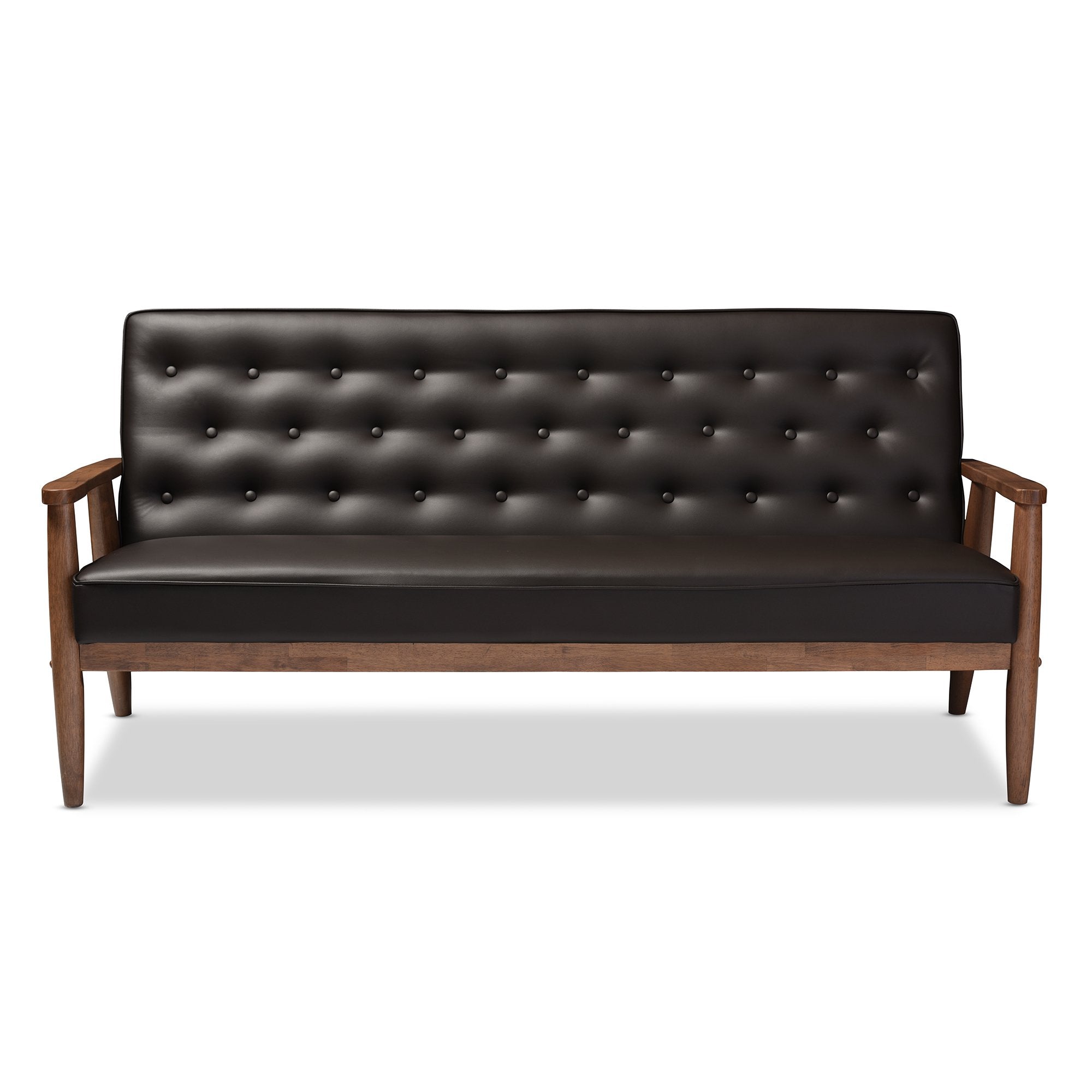 Baxton Studio Sorrento Sofas, 3 Seater, Brown