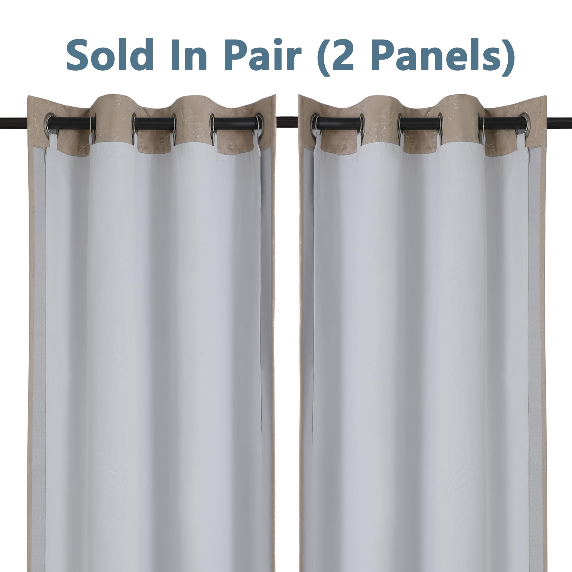 Chyhomenyc 2 Panels 100% Blackout Curtain Liners With 13 Rings, 100% Darkening Blackout Liner For 95 96 Inch Curtains, Each 40''