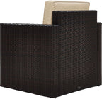 Crosley Furniture Palm Harbor Outdoor Chair, Wicker Patio Chairs for Porch, Deck, Balcony, Backyard, Brown with Sand Cushions