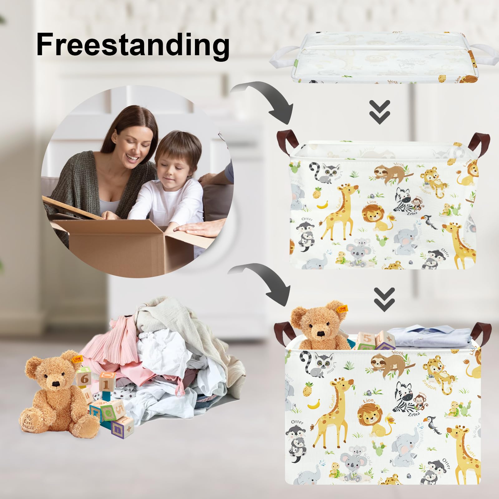 Clastyle Rectangular Baby Storage Basket Large Collapsible Kid Toy Bin Nursery Classroom Books Shelf Basket Shower Towel Gift Ba