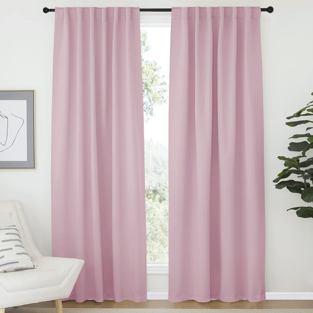 Nicetown Blackout Curtain Panels Window Draperies - (Greyish Blue Color) 52X84 Inch, 2 Pieces, Insulating Room Darkening Blackout Drapes For Bedroom