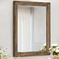 AAZZKANG Rustic Wood Mirror 20X16 Rectangle Decorative Wall Mirror with Frame Bedroom Living Room Bathroom Hanging Mirror
