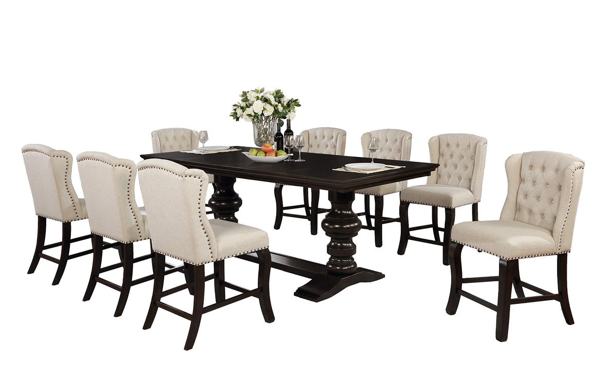 Best Quality Furniture 9 Piece Dining Set, Beige