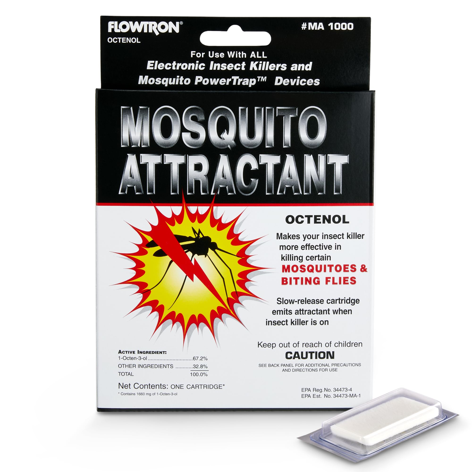 Flowtron Ma-1000 Octenol Mosquito Attractant Cartridge, Compatible With Bk-15, Bk-40, Bk-80, Mc-9000, Fc-8800