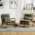 Inzoy Accent Chairs Set Of 2, Mid Century Modern Accent Chair With Wood Frame, Upholstered Reading Armchair With Waist Cushion,
