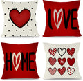 Fuyuchen Valentines Day Pillow Covers 16X16 Inch Set Of 4 For Valentines Decor Red Black Dots Love Heart Valentines Throw Pillow
