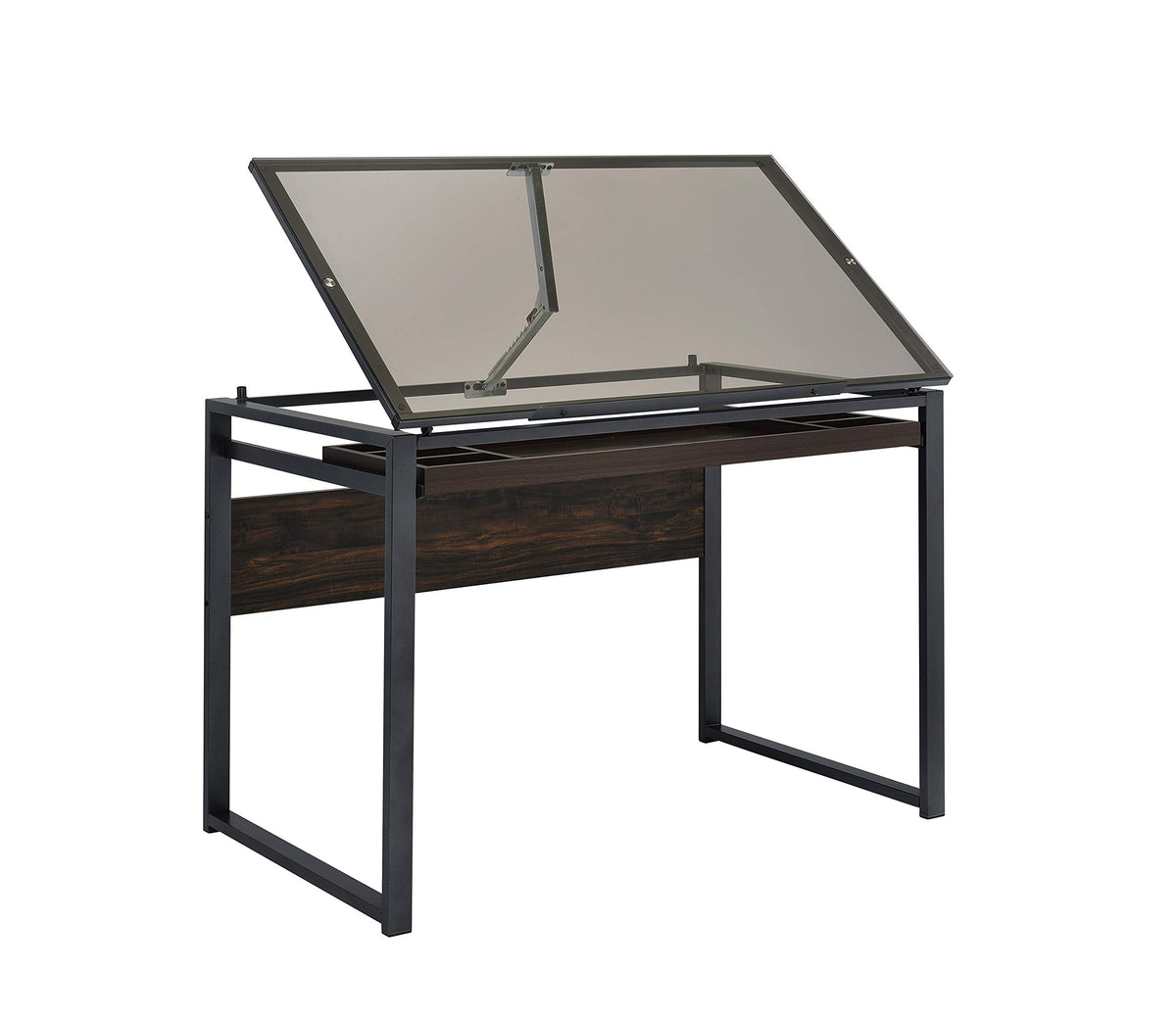 Coaster Furniture Pantano Glass Top Dark Gunmetal and Chestnut Drafting Desk 805571