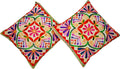Purpledip Cotton Throw Pillow Cushion Covers Mystic Beauty: Ethnic Design Embroidery, Set Of 2, 16 Inches (12445L)