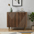 32 Brown Wood Carved Geometric Sideboard With Two Doors