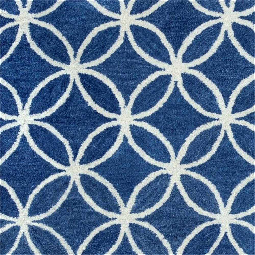 Rizzy Home Alora Decor Holland 10' Round Geometric Blue/Ivory Hand-Tufted Area Rug
