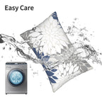 Cxmeifly Navy Blue White Grey Pillow Covers 12X20 Inch Set Of 2 Dahlia Floral Decor Throw Pillows Summer Modern Geometry Flower