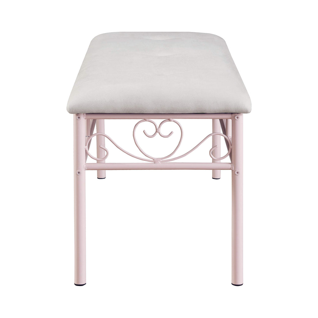 Coaster Home Furnishings Massi Tufted Upholstered Powder Pink and Ivory Bench (401156)
